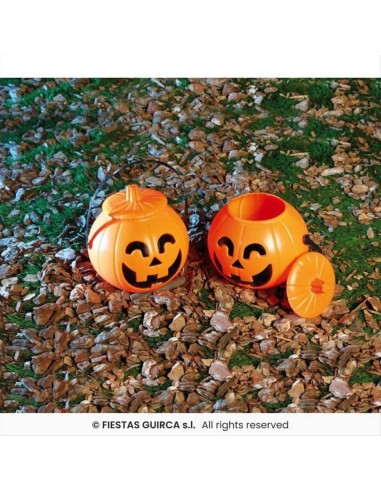 Cestino con Coperchio Zucca 17cm in PVC Arancione