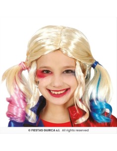 Parrucca con codini colorati Harley Quinn Bambina 2