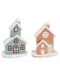 Casetta innevata in feltro con glitter - H18,5 cm - 2 colori - Da appo