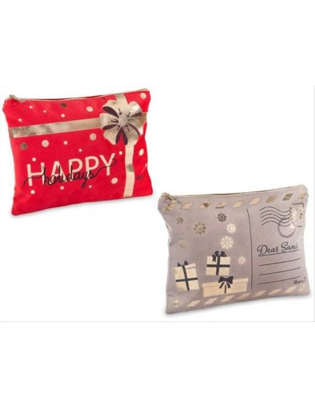 Astuccio Pochette Natalizia - 2 varianti - Rosso o grigio in velluto