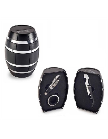 Set a forma di botte con 3 accessori da vino | Diamante Rosa