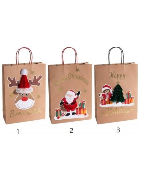 Busta regalo natalizia grande con origami 3D - 3 varianti - Design kra