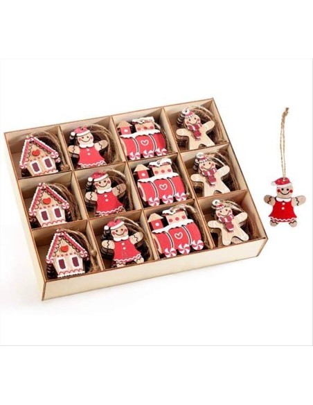 Decorazione legno da appendere rosse