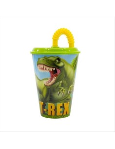 Bicchiere con cannuccia pieghevole 430ml T-Rex – Ruggisci di sete! 🦕