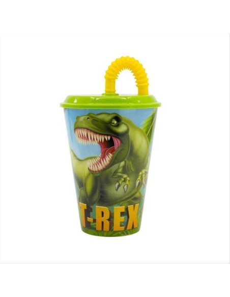 Bicchiere con cannuccia pieghevole 430ml T-Rex – Ruggisci di sete! 🦕