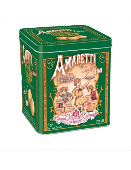 Amaretti Mini Morbidi Chiostro di Saronno 75g - Cube Tin Elegante Senz