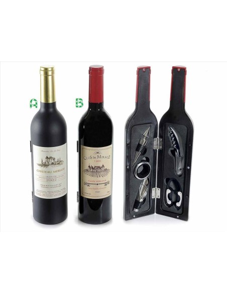 Bottiglia con 5 accessori per il vino 2 varianti | Diamante Rosa