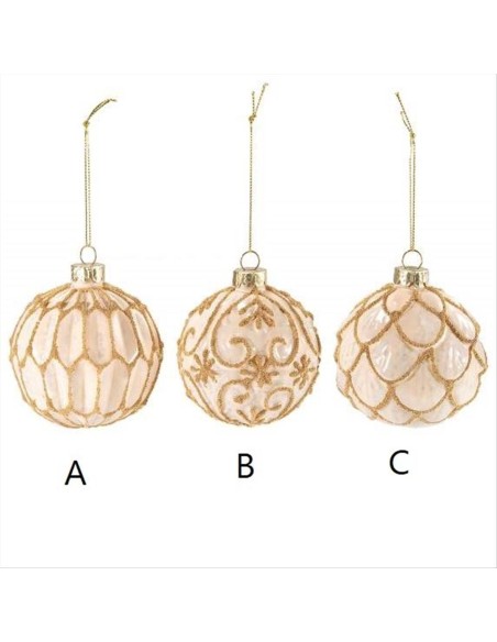 Palla di vetro GHIRIGORI Beige e Oro - Ø8 cm - 3 varianti