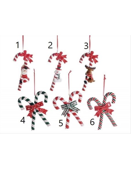 Bastoncino di zucchero Candy Cane in resina - H13 cm - 6 modelli lucid