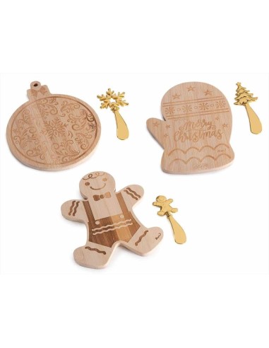 Set natalizio tagliere in legno con coltello dorato - 3 varianti 🎅🎁