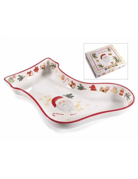 Piatto natalizio in ceramica a forma di calza - Confezione regalo 🎄🍪