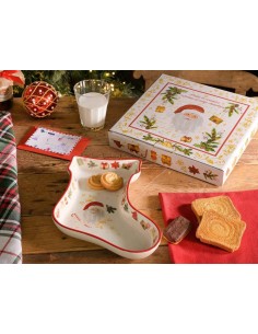 Piatto natalizio in ceramica a forma di calza - Confezione regalo 🎄🍪 2