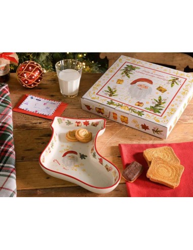 Piatto natalizio in ceramica a forma di calza - Confezione regalo 🎄🍪