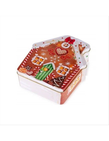Scatola in latta Casetta Natalizia - Per alimenti - Design festivo