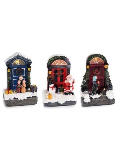 Porta natalizia luminosa con personaggi in resina - 3 varianti - H12,5 2