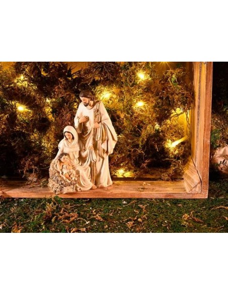 Presepe Natività in resina Beige e Oro - H13 cm - Decorazione natalizi