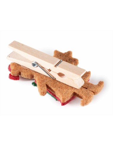 Mollette natalizie Omini di Pan di Zenzero - Confezione 6 pz - In pann