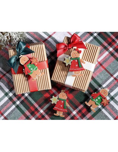 Mollette natalizie Omini di Pan di Zenzero - Confezione 6 pz - In pann