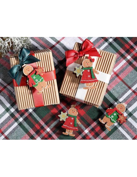 Mollette natalizie Omini di Pan di Zenzero - Confezione 6 pz - In pann