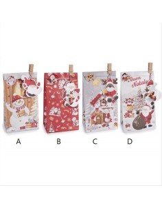 Sacchetto natalizio in carta con stampe e molletta - 4 varianti - Desi