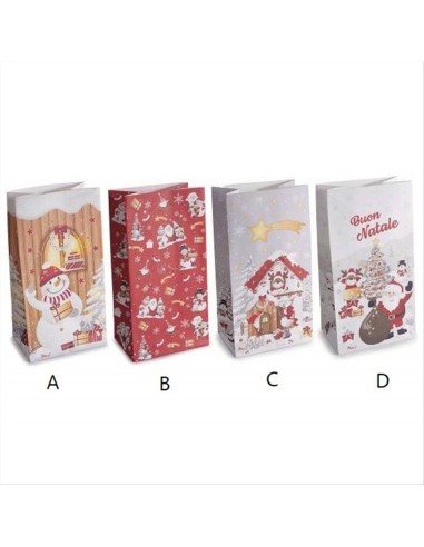 Sacchetto natalizio in carta con stampe e molletta - 4 varianti - Desi