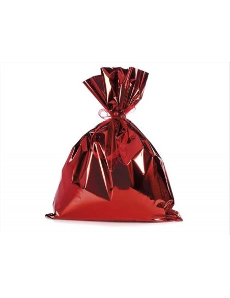 Busta regalo metallizzata lucida rossa - 45x60 cm 🎄🎁