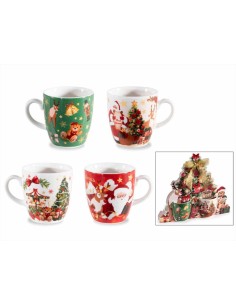 Set 2 tazzine in porcellana natalizia 70ml - 2 varianti - Confezione r