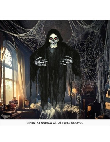 Scheletro con Tunica Nera 120cm - Con Luce, Suono e Movimento