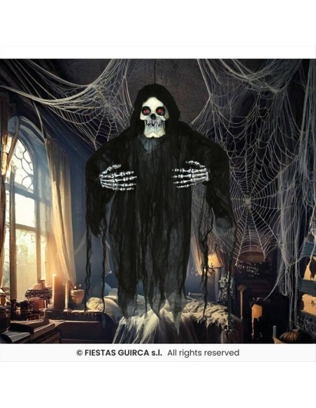 Scheletro con Tunica Nera 120cm - Con Luce, Suono e Movimento