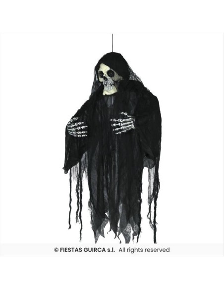 Scheletro con Tunica Nera 120cm - Con Luce, Suono e Movimento