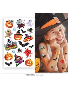 Foglio con 18 TATUAGGI di Halloween - Zucche 🎃