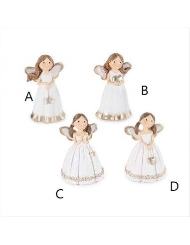 Angelo Portafortuna bianco e oro - H9 cm - 4 varianti in resina