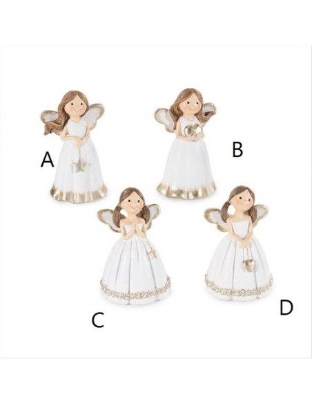 Angelo Portafortuna bianco e oro - H9 cm - 4 varianti in resina
