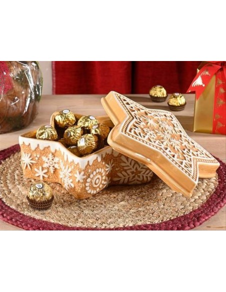 Biscottiera natalizia a stella in ceramica pan di zenzero - L20 cm 🍪⭐