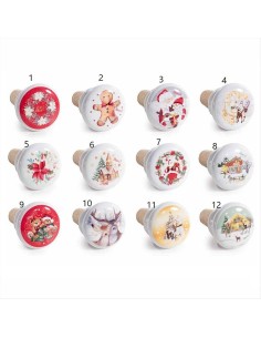Tappo natalizio in sughero e ceramica - 12 varianti - Ø4 cm 🎅🍷