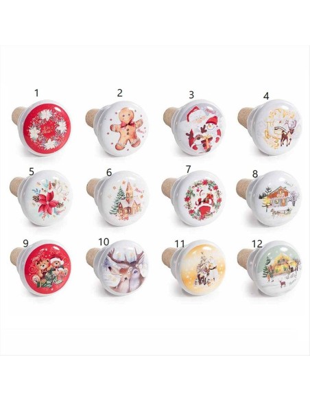 Tappo natalizio in sughero e ceramica - 12 varianti - Ø4 cm 🎅🍷