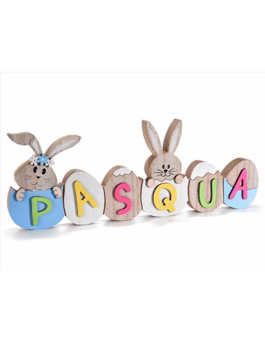 Scritta decorativa Pasqua in legno