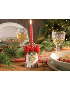 Porta candela in ceramica Campanella Natalizia - H10,5 cm - Design a 3 2