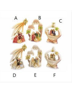 Presepe in resina colorata - H10,5 cm - 6 varianti con dettagli oro