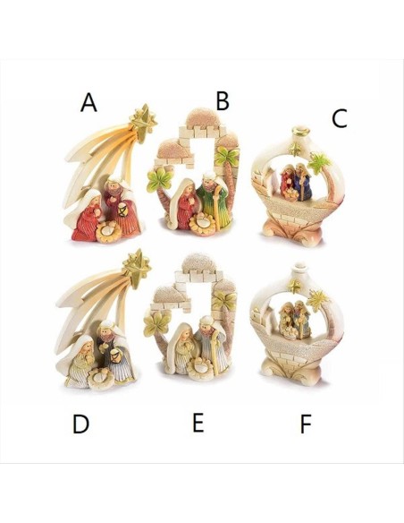 Presepe in resina colorata - H10,5 cm - 6 varianti con dettagli oro