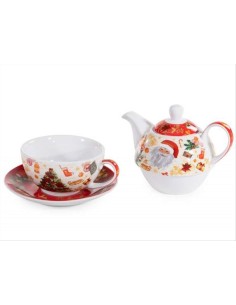 Tea for One natalizio - Tazza con teiera e piattino - Design a 360° 🎄 2