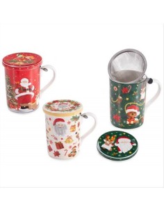 Tisaniera natalizia 350ml con filtro e coperchio - 3 varianti - Design