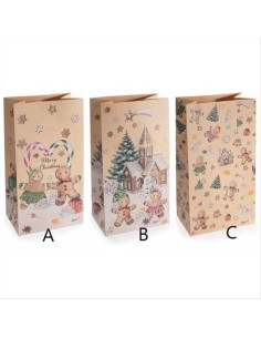 Sacchetto in carta natalizia Omino di Marzapane - 3 varianti - Design 