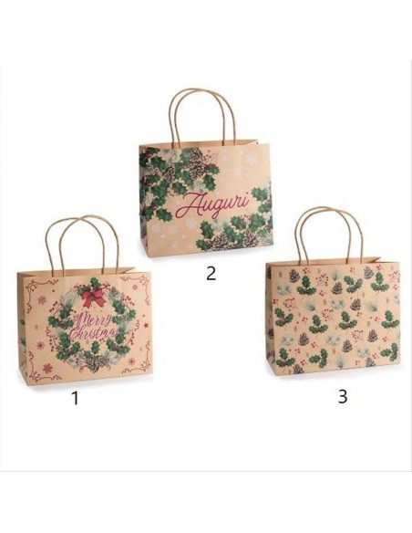 Busta regalo natalizia con aghifogli - media - 3 varianti 🎁🎄