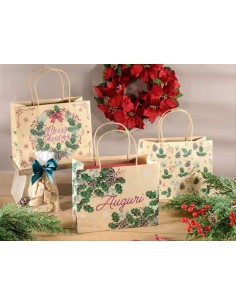 Busta regalo natalizia con aghifogli - media - 3 varianti 🎁🎄 2