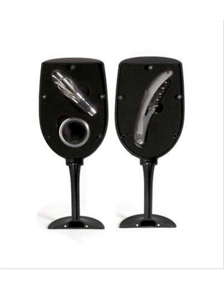 Calice di vino con 3 accessori vino h 23 cm 2 varianti
