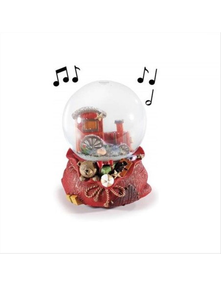 Carillon Palla di neve con treno - Ø 11 cm - Decori in resina 🎄❄️