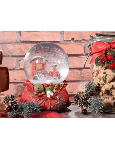 Carillon Palla di neve con treno - Ø 11 cm - Decori in resina 🎄❄️