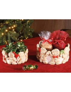 Ciotola natalizia in ceramica con omini di marzapane in rilievo - 2 fo 2