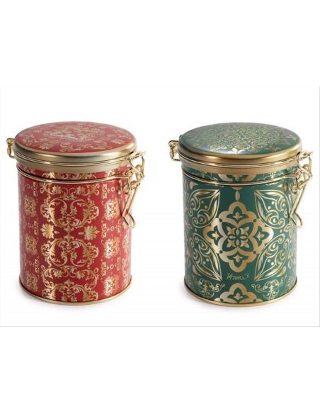 Barattolo in latta con chiusura ermetica - 2 colori - Rosso o verde